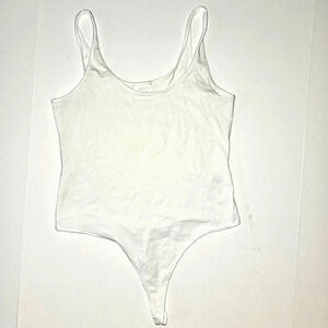 WHITE Cotton Thong Bodysuit